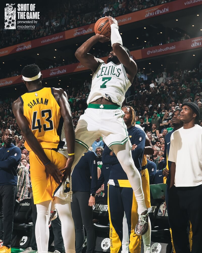 NBA地主塞爾蒂克在東區冠軍賽首戰擊退溜馬。(圖取自x.com/celtics)